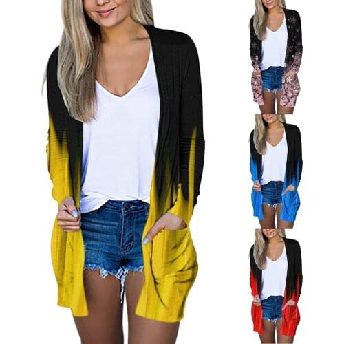 Womens Ladies Flame Print Cardigan Vintage Fashion Long Sleeve Knitted Cardigans Coat Pockets Outerwear Streetwear Ropa Mujer