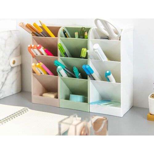 1pcs Large Capacity Pen Holder Multi-function 4 Grid Pencil Pot Box Case Desk Organiser Container Stationery Decor Storage Gift