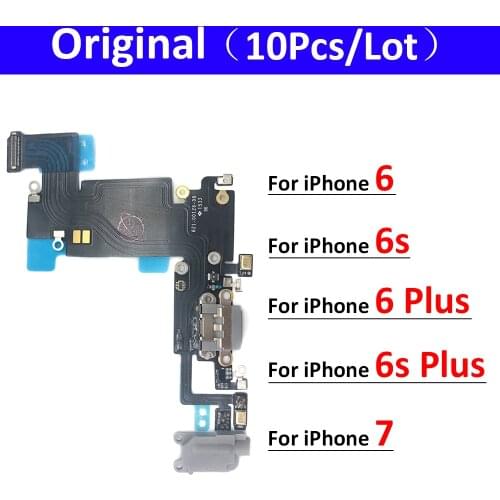 10Pcs/Lot, Original New USB Charge Port Jack Dock Connector Charging Board Flex Cable For iPhone 6 6S Plus 7 Replacement Parts