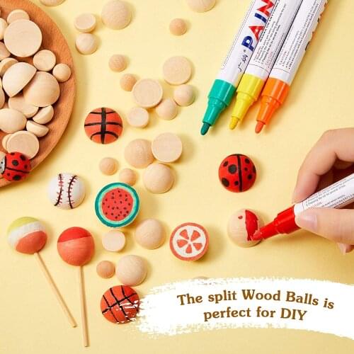 12-30MM Natural Color Half-sided Wooden Beads Semi-circular Wooden Beads Trend Home Decorations