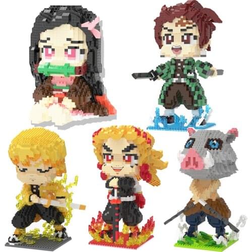 1670pcs+ Japan Anime Demon Slayer Building Blocks Kamado Tanjirou Nezuko Inosuke Zenitsu Compatible Bricks Toys Halloween Gift