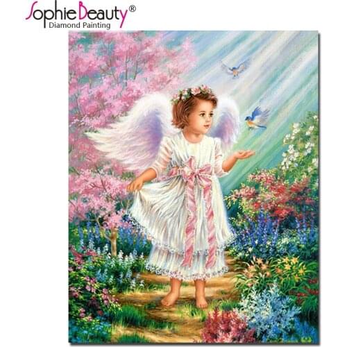 2018 hot diy diamond painting cross stitch girl beauty cute angel round resin crystal handcraft embroidery mosaic needlework art