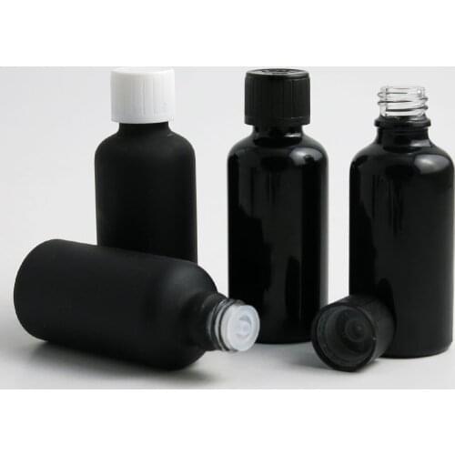 360 x 50ml Essential Oil Travel Frosted Smooth Black Glass Bottle With Plastic Cap For Liquid Reagent Pipette Bottle Cosmetic