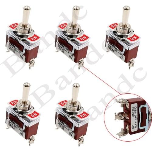 5 x Toggle Switch, 125V 250V 3 Pins ON OFF ON Rocker Flick Switch Metal Bar Central OFF 3 Positions