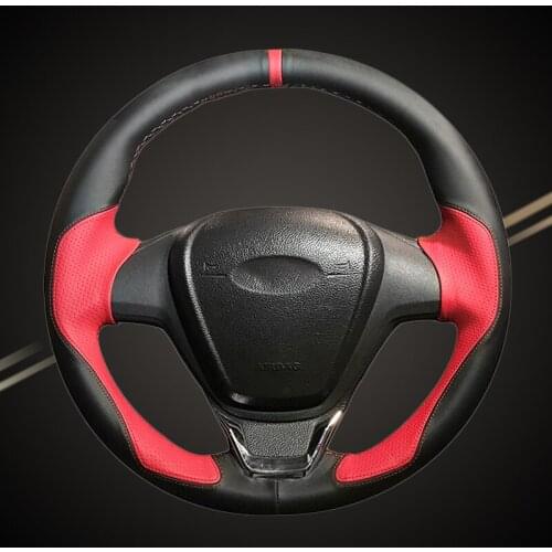 Car Braid On The Steering Wheel Cover for Ford Fiesta 2008-2013 Ecosport 2013-2016 Accessories Auto Braiding Covers Car-Styling