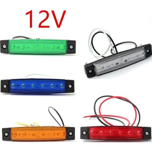 2pcs/lot 12V 6 LED Auto Truck Trailer Side Marker Indicators Lights Brake Signal Lamp Red Green Yellow White Blue