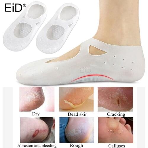 EiD Silicone Gel Sock Foot Chapped Care Feet Protector Pain Relief Crack Prevention Moisturize Dead Skin Removal Sock With Hole