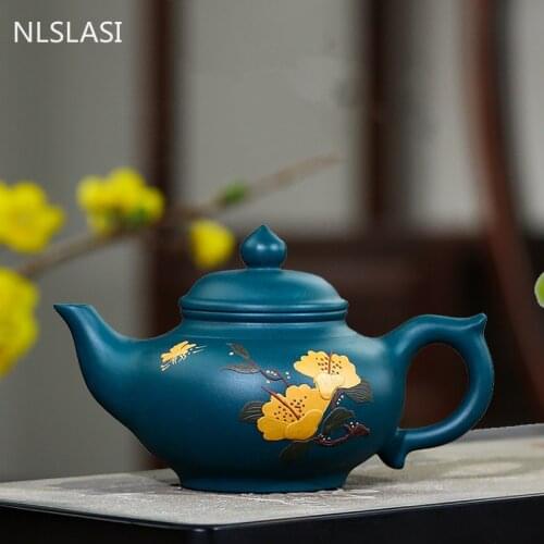 Yixing tea pot purple clay teapot Chinese handmade Raw ore Green mud Tea set Authentic Teaware Tea ceremony gifts 280ml