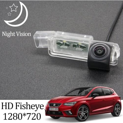 Owtosin HD 1280*720 Fisheye Rear View Camera For SEAT Ibiza FR 2017 2018 2019 5 door hatchback Car Vehicle Parking Accessories