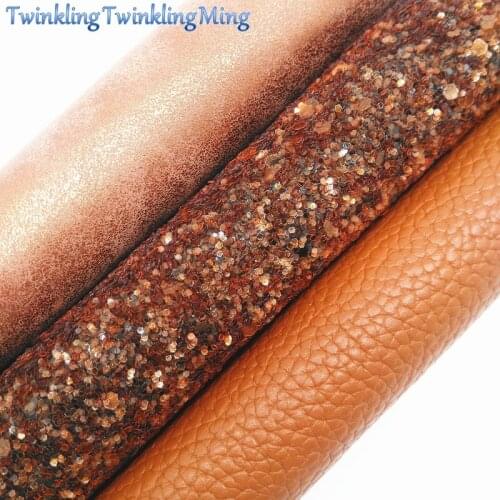 BROWN Chunky Glitter Canvas Sheet, 8"x11" Glitter Sheets, Faux Leather Sheet, Chunky Glitter Hair Bow & Earring Fabric XM038