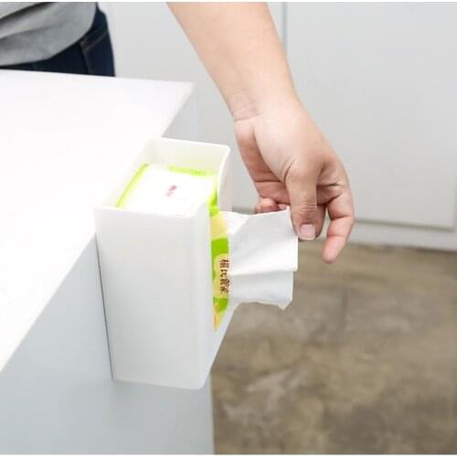Punching free toilet tissue box toilet paper drawer household kitchen living room wall mounted traceless suction box