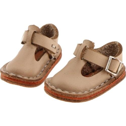 Dolls Shoes Casual Shoes Flat Ankle Belt Shoes for 12'' Blythe Doll - Apricot