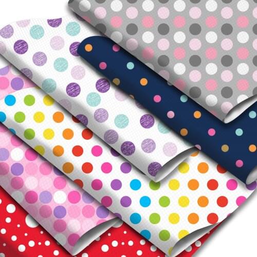 Dot Pattern Printed Faux Leather Sheets Synthetic Leather Fabric 20x33cm for DIY Earrings Hair Bows Bags Pouches Materials