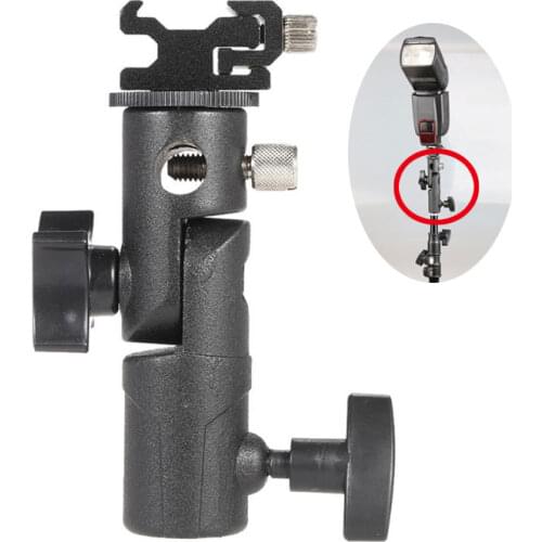 E Type Metal Flash Bracket Universal Hot Shoe Speedlite Umbrella Holder With 1/4" to 3/8" Screw Mount Swivel Adapter Light Stand
