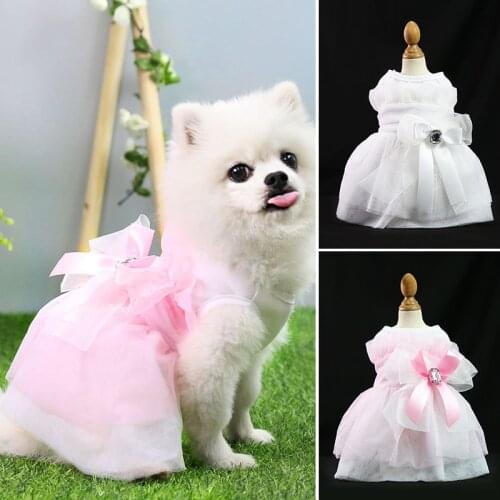 Sweet Pet Dress Cute Dog Wedding Dress Cat Princess Dress Sweet Bow Skirt Pet Supplies Bowknot Pet Dress Spring Summer Clothes