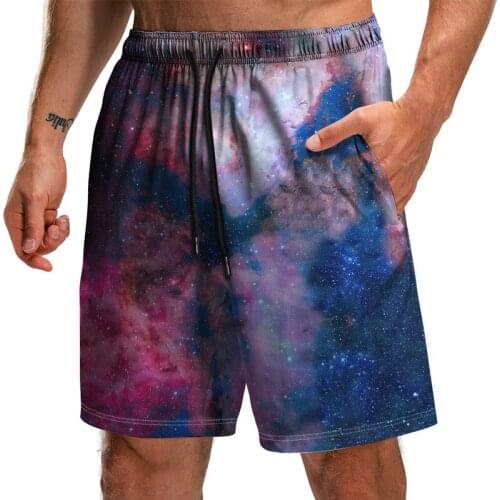 Mens Beach Swimming Shorts Summer Loose Quick Dry Surf Shorts Womens 3D Colorful Star Sky Digital Printing Casual Pants S-6XL