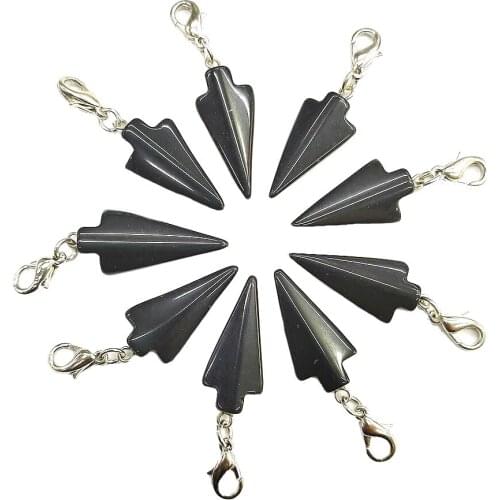 Natural Stone Black Agate Pendant 13x28mm Obsidian Arrow Shaped Pendant For DIY Bracelet Necklace Earrings Jewelry Accessories