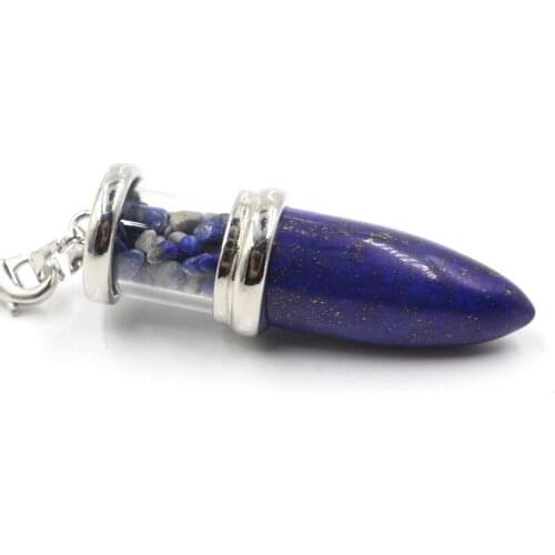 Natural Crystal Bullet Wish Bottle Pendent Pendulum, Seven Chakras Heal Stones