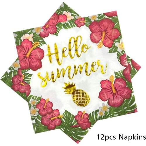 Omilut Bronzing Disposable Napkins Hello Summer Palm Leaf Napkins Birthday Party Decor Summer Hawaii Party Supplies