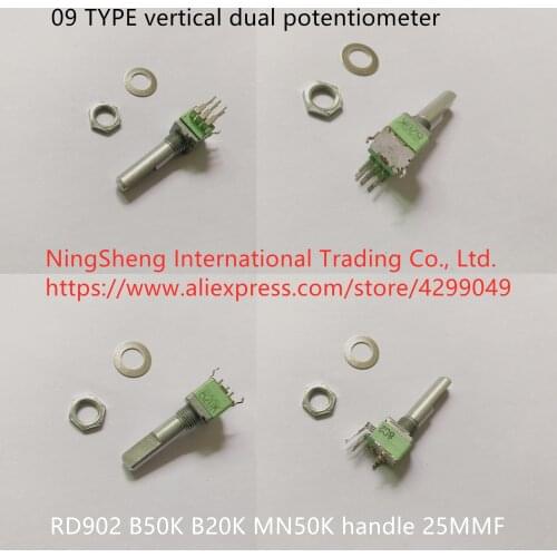 Original new 100% import 09 TYPE vertical dual potentiometer RD902 B50K B20K MN50K handle 25MMF (SWITCH)