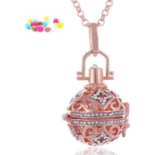 New aroma diffuser oil necklace openable locket necklace 1pc necklace with 2pcs random colors felt balls