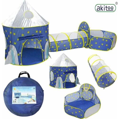 Akitoo Childrens tent indoor outdoor toy game house space capsule yurt three-piece boy and girl castle folding gift hkm