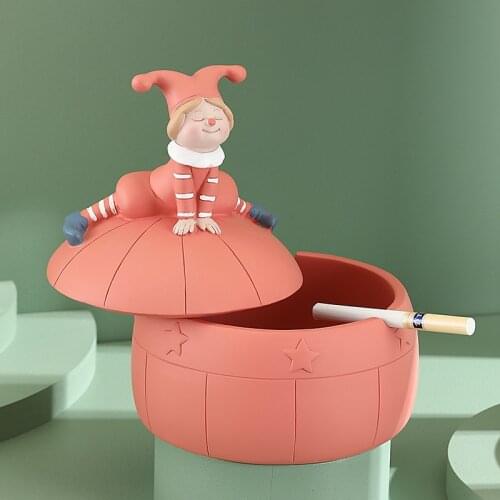 Nordic Cute Girly Ash Tray Anti-fly Ash Household Large-capacity Resin Fairy Ashtray Statue Home Decor Gift for Dad Boyfriend