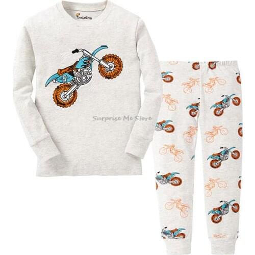 Baby Girls Long Sleeve Cotton Pajamas Sets Kids Pijamas Infantil Baby Nightwear Boys motorcycle Sleepwear Toddler Cartoon pyjama