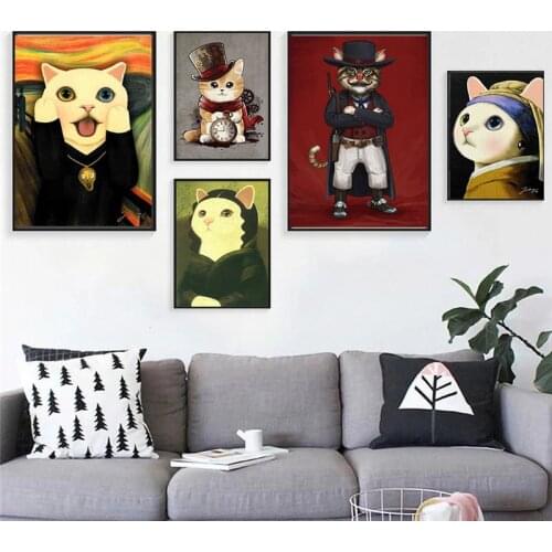 Cat Portrait Posters Animals Canvas Painting Vintage Wall Art Modern Poster And Print Nordic Living Room Decor Bedroom Pictures