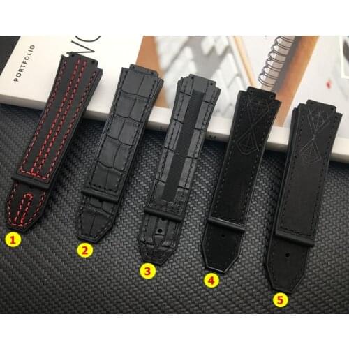 Crazy Horse Real Cow Leather For Hublot Strap for Big Bang Belt Men Watchband 25*17mm Watch Band Logo On Stainless Buckle Tools
