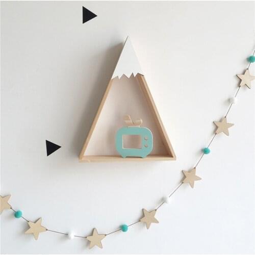 Scandinavian Wooden Star Garlands String Wall Hanging Banner Kids Children Room Decoration Ornaments Nursery Decor Photo Props