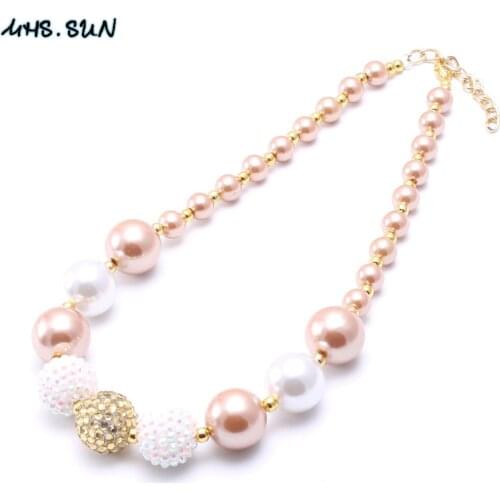 MHS.SUN Child Girls Chunky Beads Necklace Fashion Kids Toddler Bubblegum Chunky Necklace For Party Jewelry Gifts New
