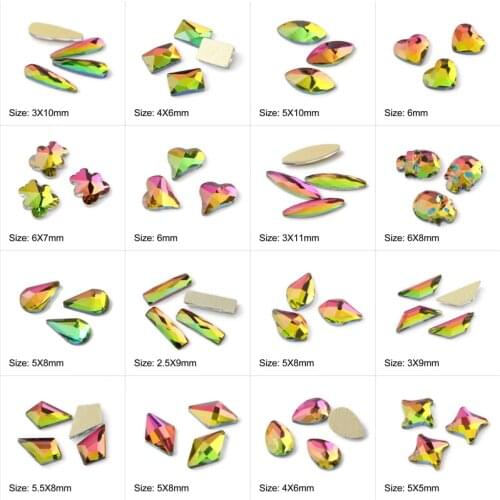 3D Rainbow Diamond Gems Nail Glitter Rhinestone Fancy Shaped Glass crystal Stones For DIY Nails Art Decoration