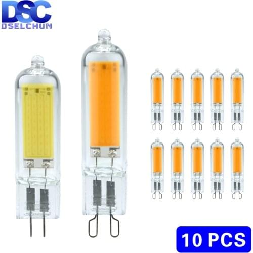 10PCS LED G4 G9 Light Bulb 3W 6W 220V COB Glass LED Lamp Replace 40W 60W Halogen Bulb for Fixture Chandelier Lighting