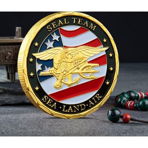 High Quality Gold Plated Souvenir Coin USA Sea Land Air Of Seal Team Challenge Coins Department Of The Navy Military Coin