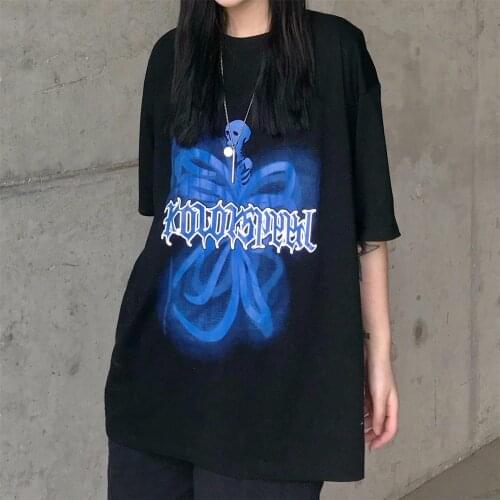 WomenS Fun Butterfly Graffiti Printed T-Shirt Female Y2k Summer Ins Harajuku Loose Short-Sleeved Blouse T-Shirt Beautiful Woman