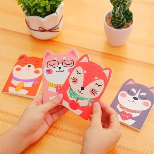 1 PC Mini Cartoon Animal Kawaii Husky Notebook With Lined Paper Vintage Retro Notepad Book For Kids Korean Stationery