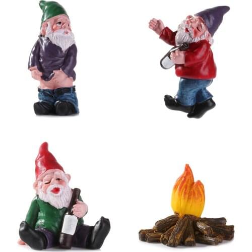1PC Multi-color Resin Miniature Gnomes Dwarf Figurines Drunk Elves Micro Landscape Dwarf Figurines Moss Terrarium Ornaments