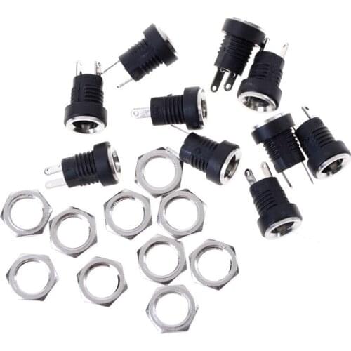 10Pcs DC-022B DC Power Jack Socket Dc Connector Adapter Interface DC022B 5.5X2.1MM Supply Jack Socket Panel Mount Plug