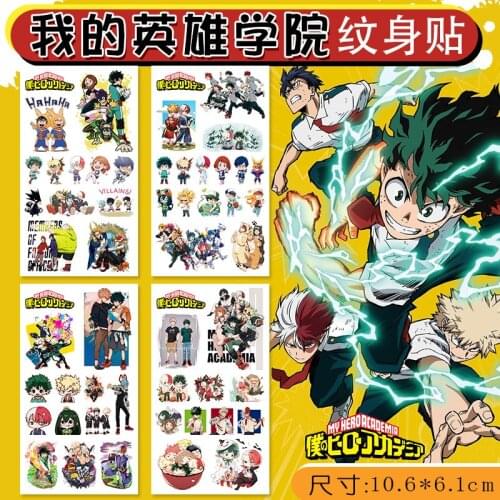 10 Pieces My Hero Academia Peripheral Tattoo Sticker Anime Peripheral Temporary Tattoo Stickers