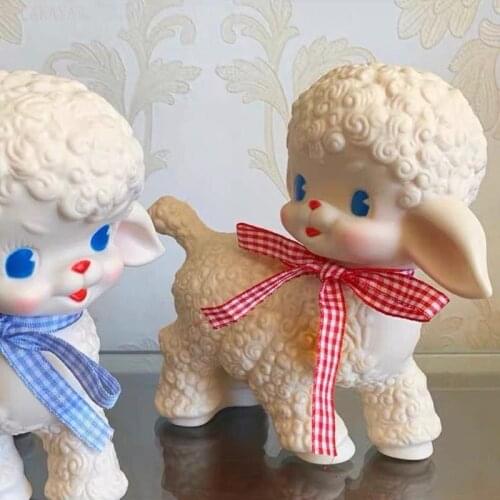 16cm cute vintage showa lamb Adorable sheep desktop Ornaments home car decoration craft figurine doll toy gift for Girl birthday