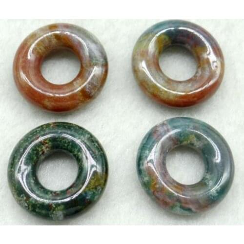 New Natural Stone 15mm Crystal Quartz Tiger Opal Eye Circle Donut Charms Pendant For Diy Jewelry Making Necklace Earrings 2pc