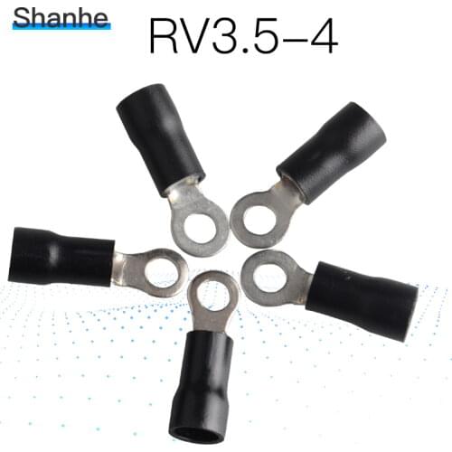 50PCS RV3.5-4 Black Ring insulated terminal suit 2.5-4mm2 cable Crimp Terminal Cable Wire Connector