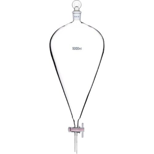 5000ml,24/29,Glass Separatory Funnel,5L Pyriform,Straight Tip Dropping Tube,PTFE Stopcock