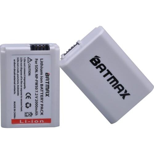 Batmax 2Pcs 2000mAh NP-FW50 NPFW50 NP FW50 Digital Camera Battery for Sony Alpha 7 a7 7R a7R 7S a7S a3000 a5000 a6000 NEX-5N 5C