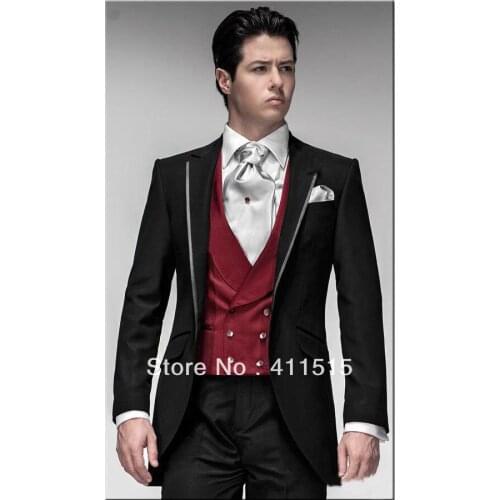FREE SHIPPING/CUSTOM made cheap Black Men Wedding Groom WEAR Tuxedos/Groomsmen DRESS Bridegroom PARTY SUIt