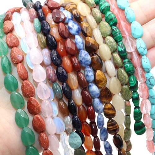 8*11mm Natural Stone Faceted Water Drop Tiger Eye Agates Quartz Jades Spacer Beads For Jewelry Making DIY Bracelet Necklace
