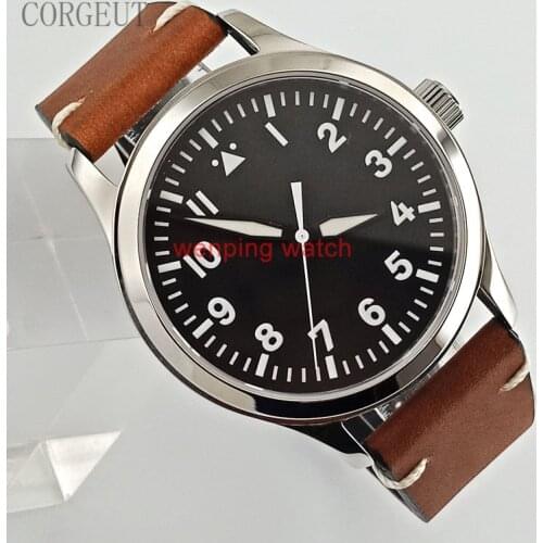42mm corgeut black dial Round luminous mark date Sapphire glass automatic watch W2727