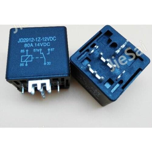Black 5 pin 80A 12VDC automotive PCB relay normally open / close