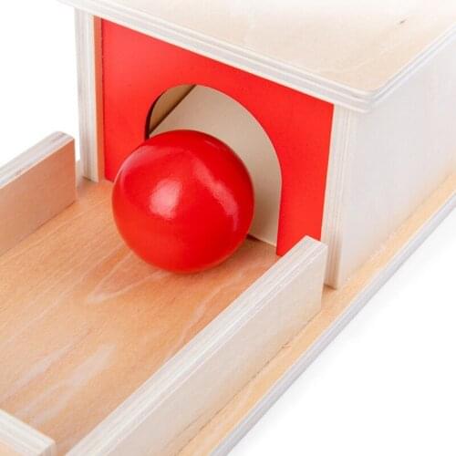 Montessori Object Permanence Box Wooden Toy Tray and Ball Baby First Learning Toys Box